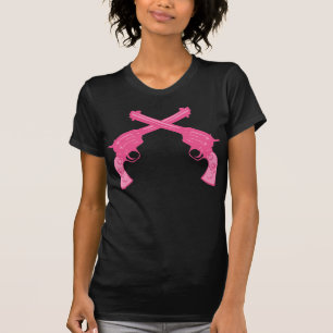 Camiseta Rosa retro pistolas cruzadas