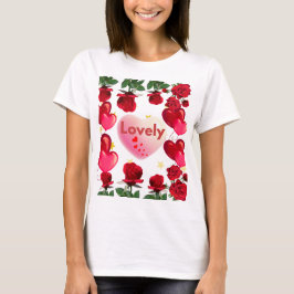 Camiseta Rosa Romântico e Colagem de Balões do Coração