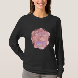 Camiseta Rosa Rosa Flamingo Papel Cortado Desenho Animal Ab