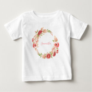 Camiseta Rosa Rosa Rosa Rosa Floral Greenery Girl