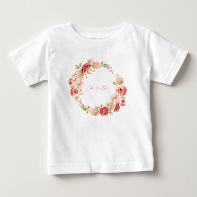 Camiseta Rosa Rosa Rosa Rosa Floral Greenery Girl (Frente)