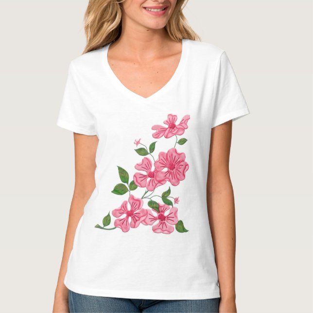 Camiseta Rosa Rosa Rosa Selvagem (Frente)