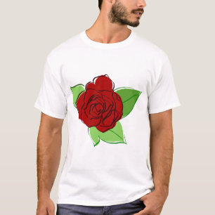 Camiseta Rosa Rosa vermelha Flor Flora Verde Folha Natureza