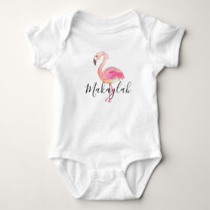 Camiseta rosa-rosada com nome de bebê flamingo