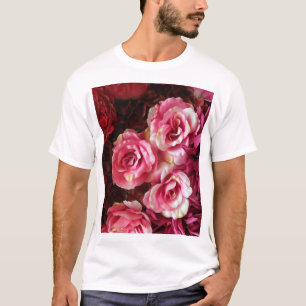 Camiseta Rosa, rosas vermelhas: fundo do tecido.