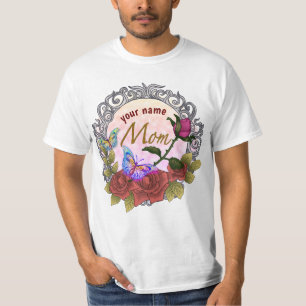 Camiseta Rosa Rosebud mãe personalizado
