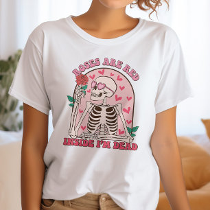 Camiseta Rosa são vermelhos, Dentro sou Morto Anti-Valentin