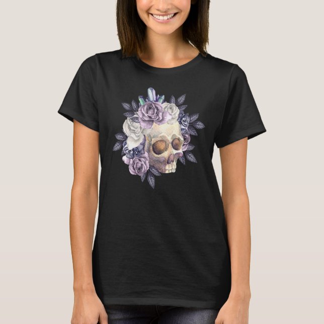 Camiseta Rosa Skull Skeleton Pastel Gótico S (Frente)