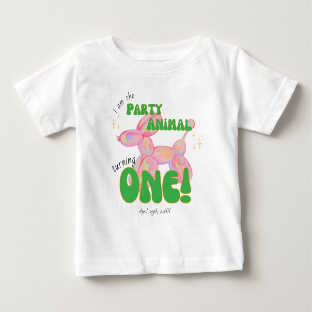 Camiseta Rosa Sou o Animal de Balão da Festa Aniversário de (Frente)