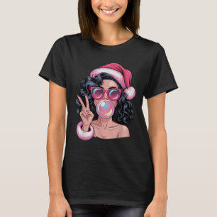 Camiseta Rosa, Sra. Papais noeis Africanos Soprando Goma De