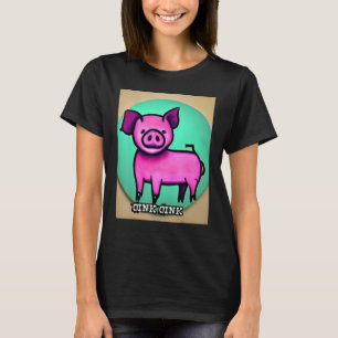 Camiseta Rosa Suíno-Suíno-Cinzento Oink 44