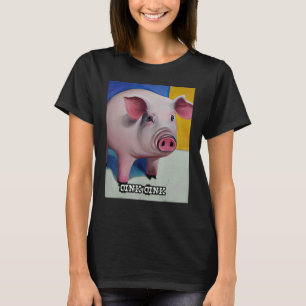 Camiseta Rosa Suíno-Suíno-Cinzento Oink 45