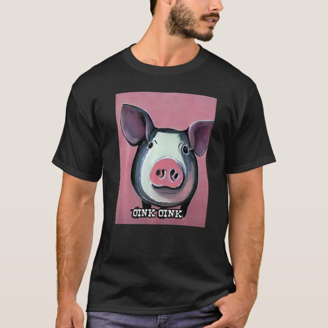 Camiseta Rosa Suíno-Suíno-Gota-Oink 27 (Frente)