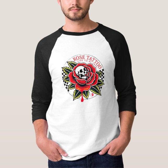 Camiseta Rosa Tattoo Raglan Vintage logo (Frente)