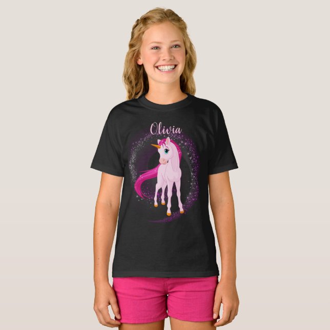 Camiseta Rosa Unicórnio - Presente de Aniversário  (Frente Completa)