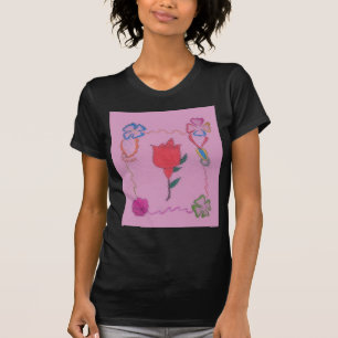 Camiseta Rosa vermelha a rosa: Impressão/Gráfico de Borda F