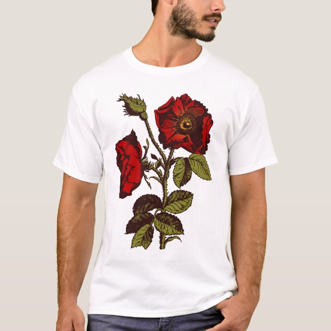 Camiseta Rosa vermelha antiga (Frente)