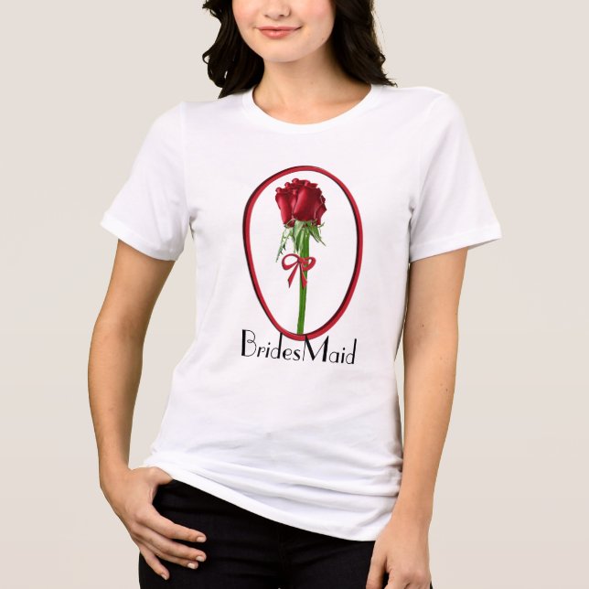 Camiseta Rosa vermelha BridesMaid (Frente)