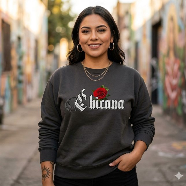 Camiseta Rosa Vermelha Chicana (Criador carregado)