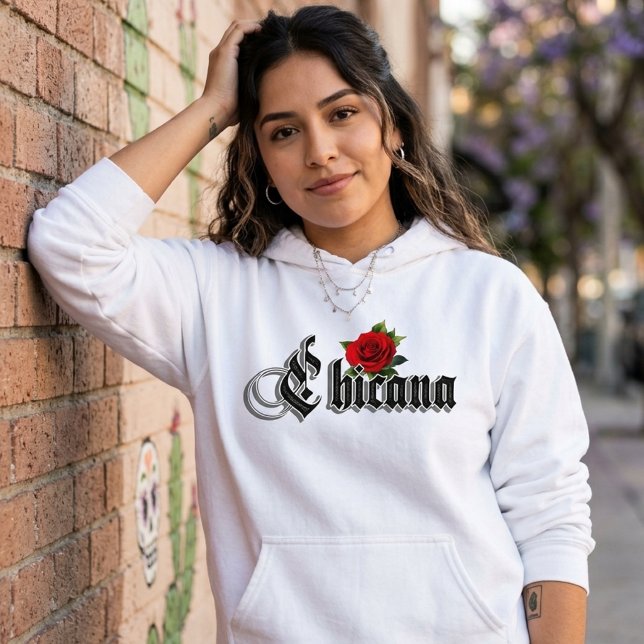 Camiseta Rosa Vermelha Chicana (Chicana Red Rose Hoodie)