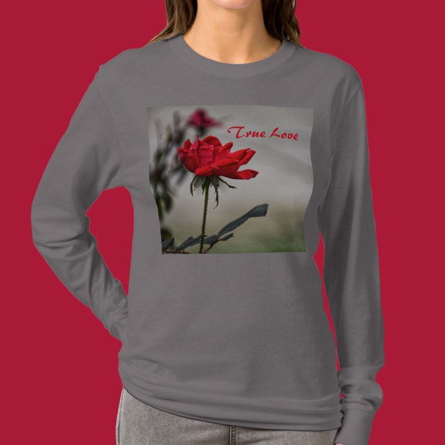 Camiseta Rosa vermelha Clássica Verdadeiro Amor Floral (Criador carregado)