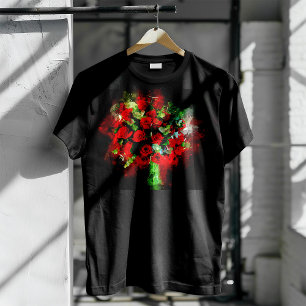 Camiseta Rosa vermelha de flor de Buquê - bb