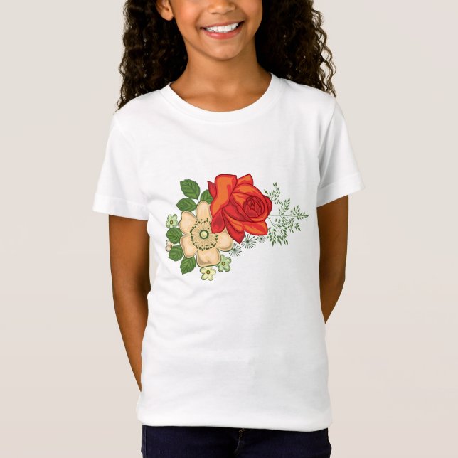 Camiseta Rosa Vermelha e Margaridas (Frente)