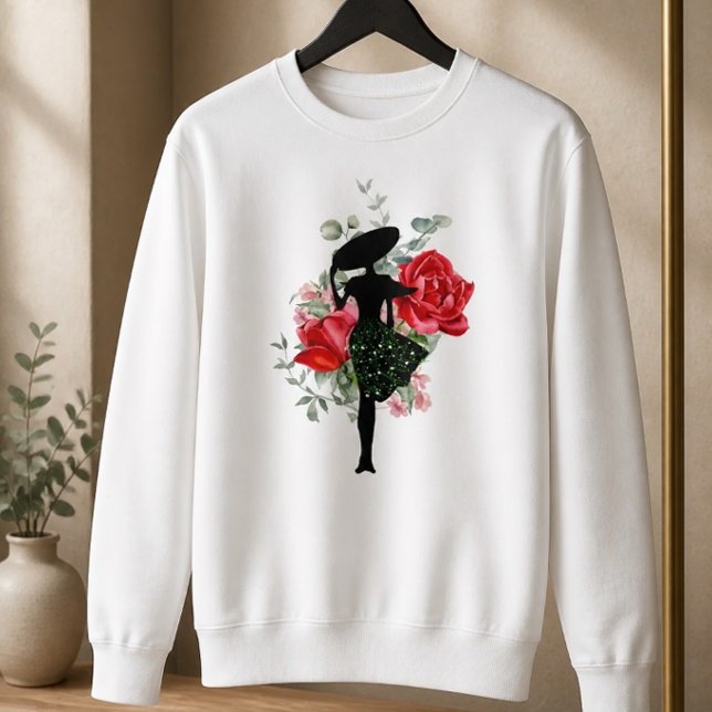Camiseta Rosa Vermelha e Moda (Criador carregado)