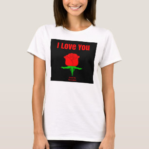 Camiseta Rosa vermelha Eu Amo-Te O Tanque Básico Branco Das