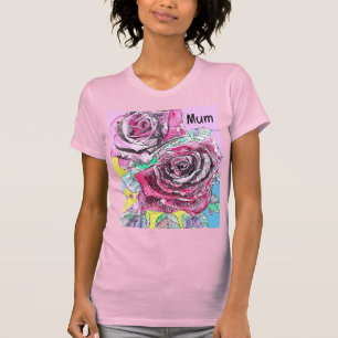 Camiseta Rosa vermelha Flor Aquarela Cor-de-Água Colorida R