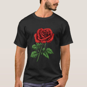 Camiseta Rosa vermelha Flor Botânico do Jardim Rosa vermelh