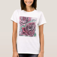 Rosa vermelha Flores de Aquarela Pintura Floral