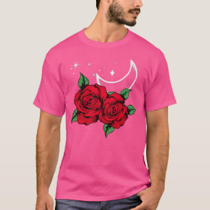 Camiseta Rosa vermelha Noite de Flores Botânicas do SkyGard