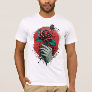 Camiseta Rosa vermelha Romance