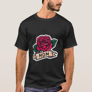Camiseta Rosa Vermelha Vibrante com Fita 'MAMÃE' Doce Carto