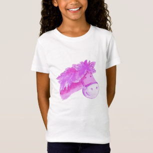 Camiseta rosada roxa com cara de pônei