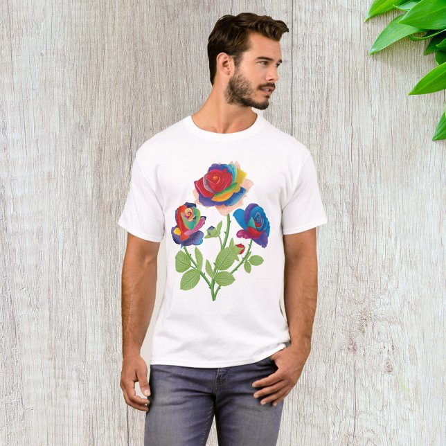 Camiseta Rosas arco-íris (Criador carregado)