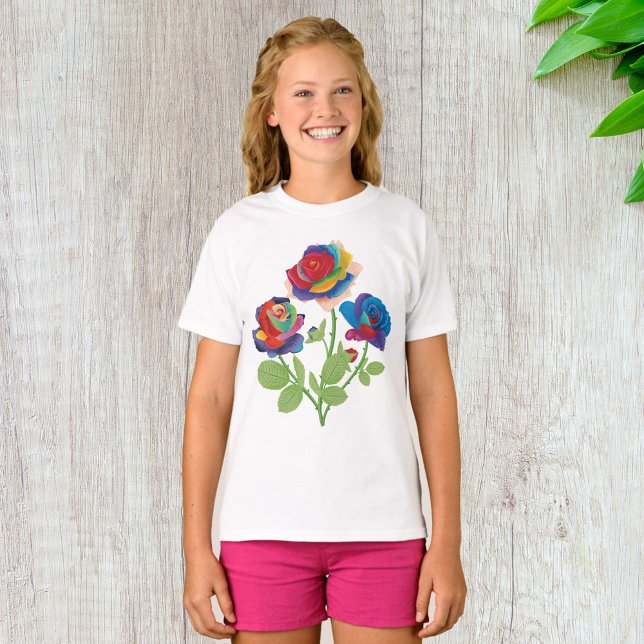 Camiseta Rosas arco-íris (Criador carregado)