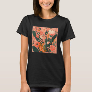 Camiseta Rosas Botânicos Bonitos Ilustração Gorda Flor