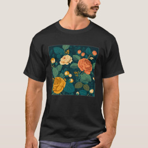 Camiseta Rosas Botânicos Bonitos Ilustração Gorda Flor