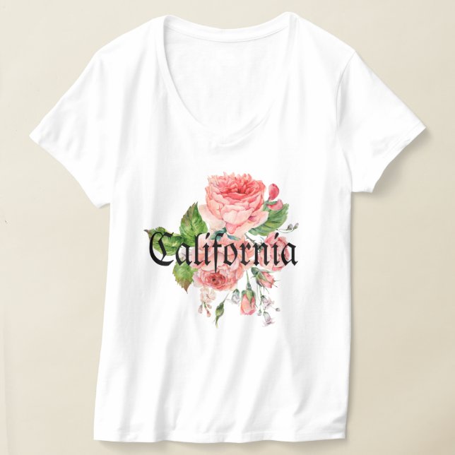 Camiseta Rosas cor-de-rosa doces personalizadas Califórnia  (Postura )