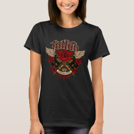 Camiseta Rosas da antiga tatuagem na escola, subcultura, Kn