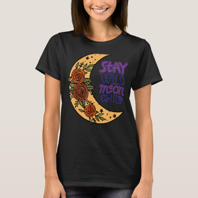 Camiseta Rosas da Lua Selvagem e Moon Boho Pe (Frente)