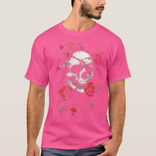 Camiseta Rosas De Arte Crônica Gótico Floral Vermelho Arte 