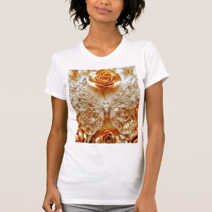Camiseta Rosas de borboletas e Ouros do Silver Filigree