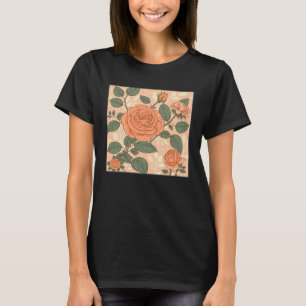 Camiseta Rosas de Florista Padrão Ilustração Flores Folha M