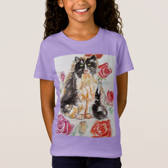 Camiseta Rosas de Gato Tuxedo Flores de Gato Cats Rosa de A (Frente)