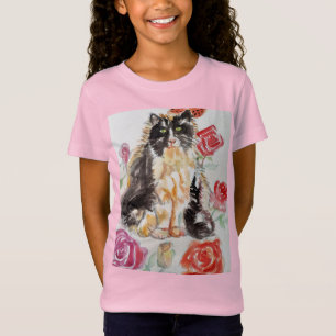 Camiseta Rosas de Gato Tuxedo Flores de Gato Cats Rosa de A