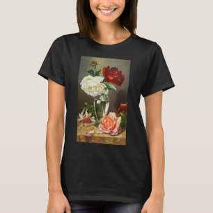 Camiseta Rosas de Jardim Antigas em um Vaso de Vidro