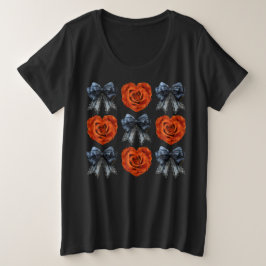 Camiseta Rosas de laranja do Halloween e coquetes pretos